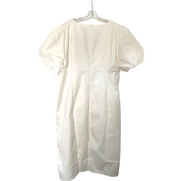 J.Crew Collection Cut Out Knee Length Puff Sleeve Dress Cream Size 24 Plus NEW - Picture 5 of 13